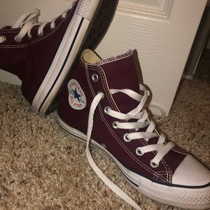 Maroon high top Converse